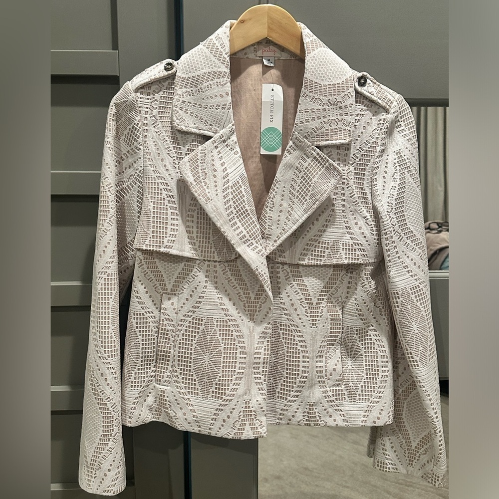 Pixley Women’s Marsa Short Lace Jacket Tan and Nude Size Medium NWT